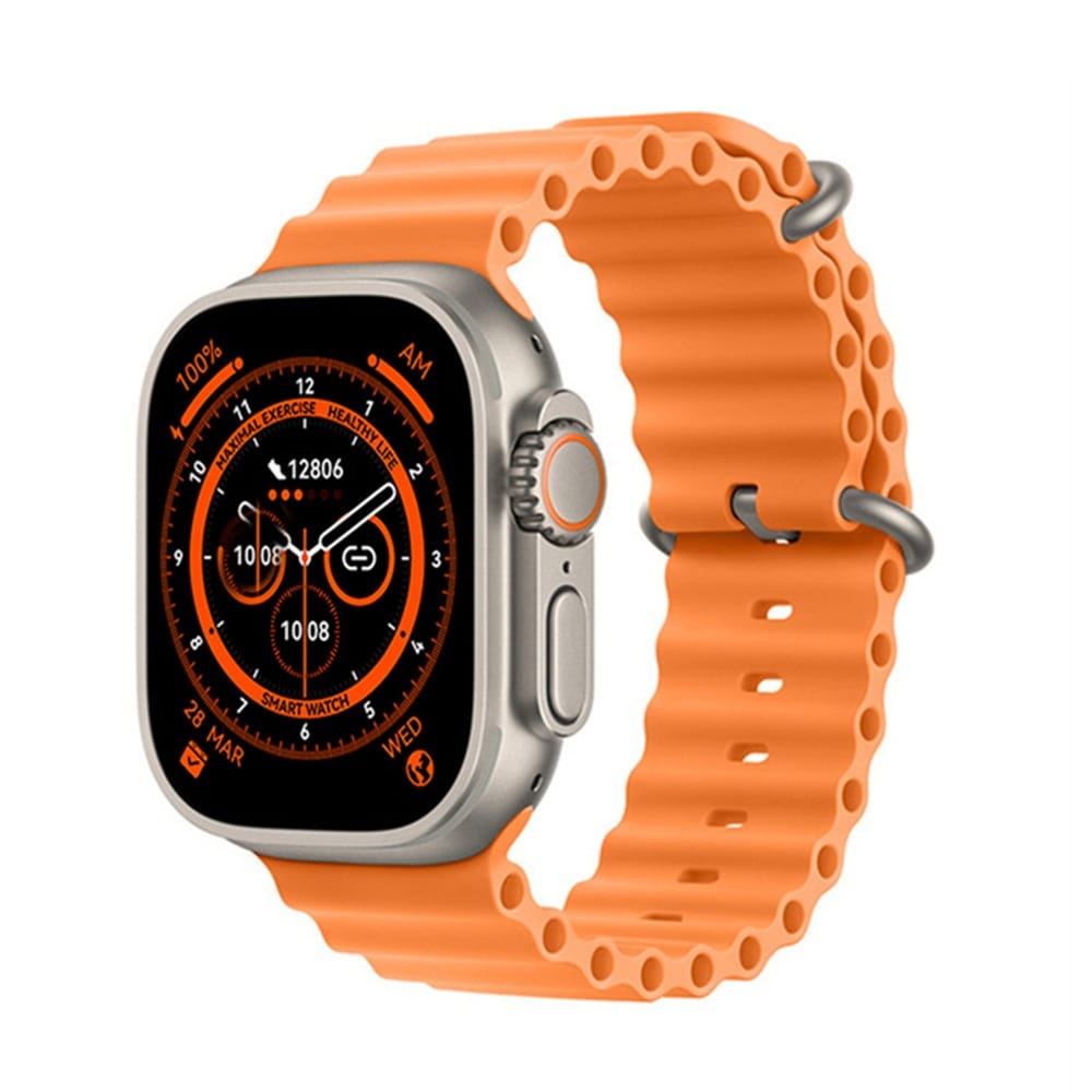Smartwatch with Bright Orange Ocean Band and Advanced Health Tracking