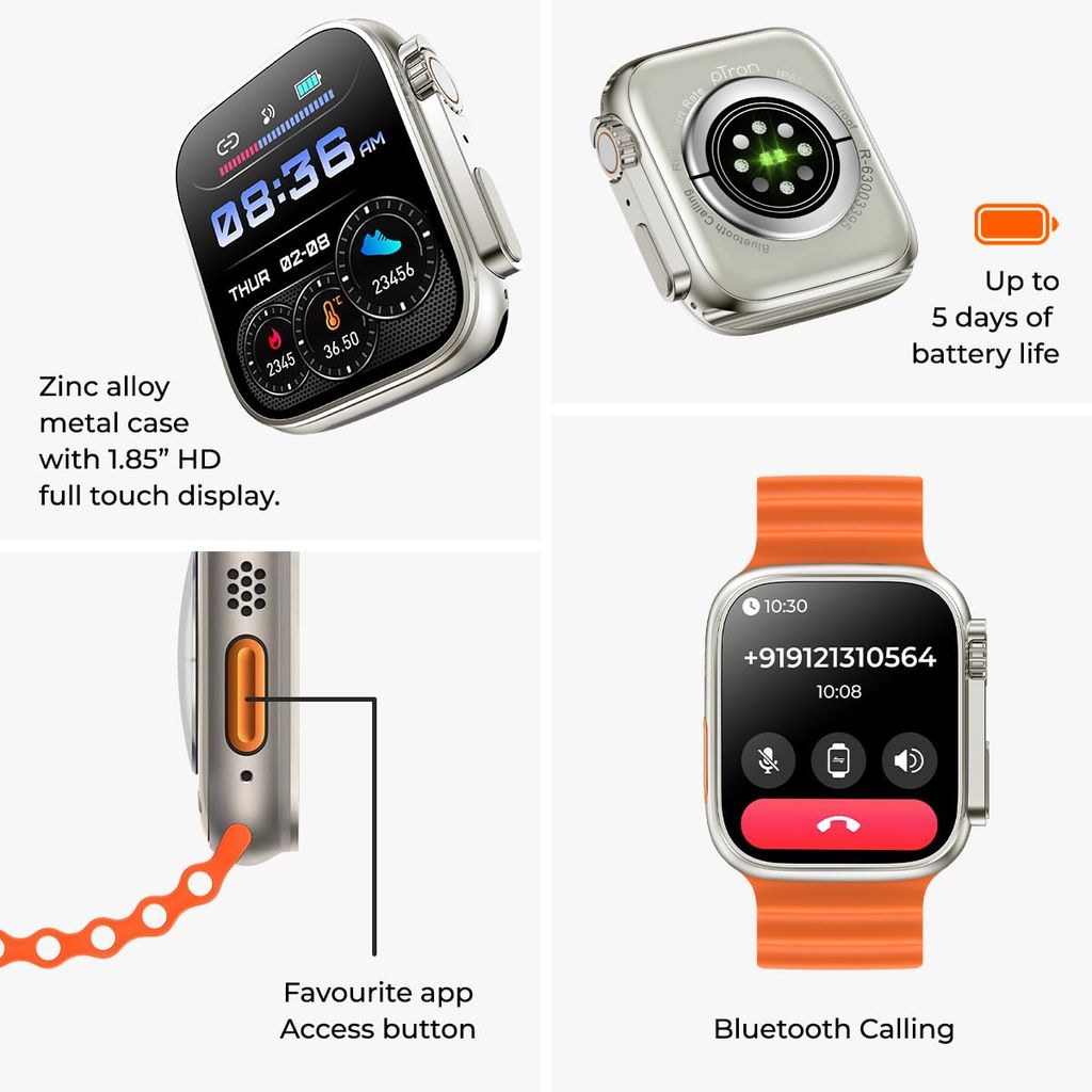 Smartwatch with Bright Orange Ocean Band and Advanced Health Tracking