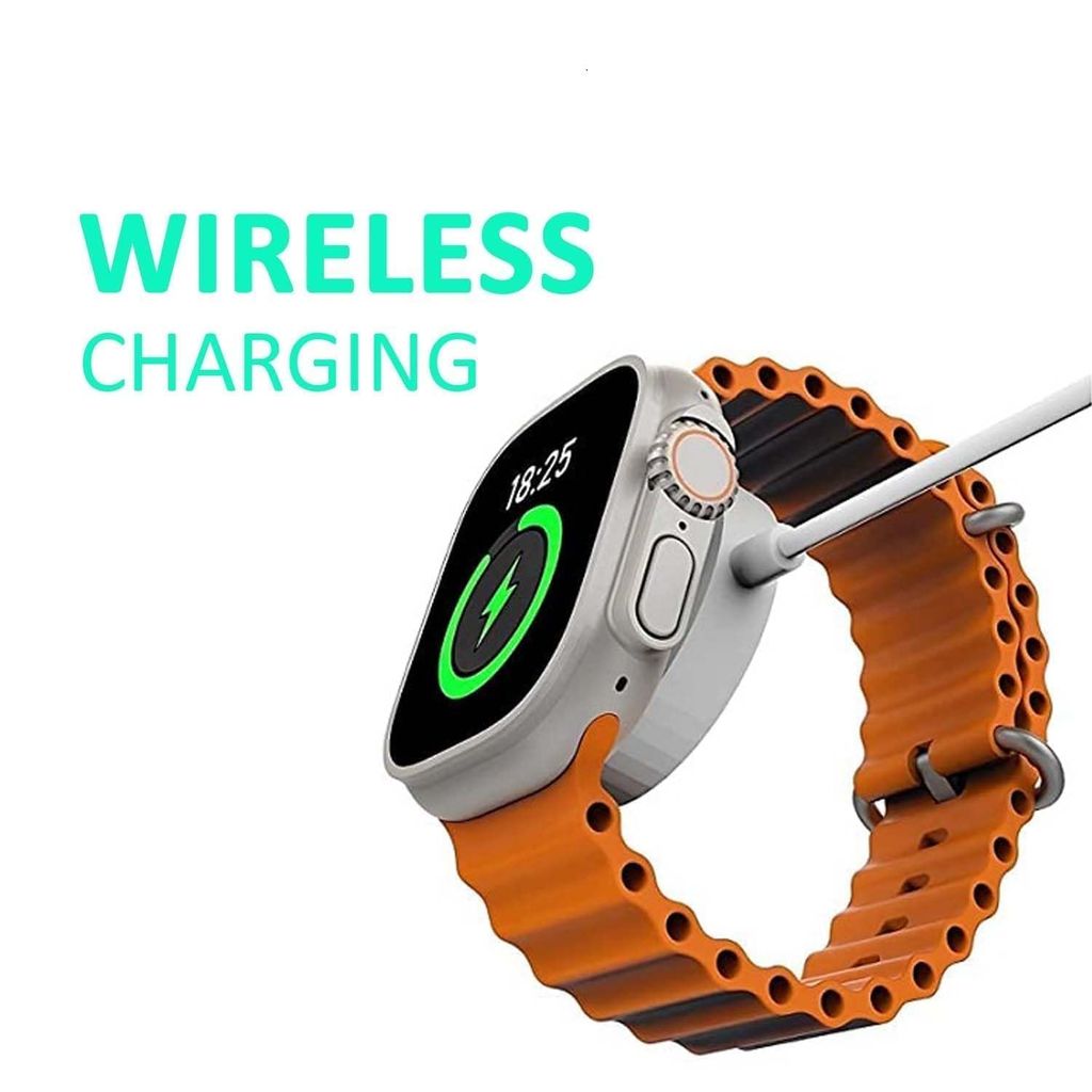 Smartwatch with Bright Orange Ocean Band and Advanced Health Tracking