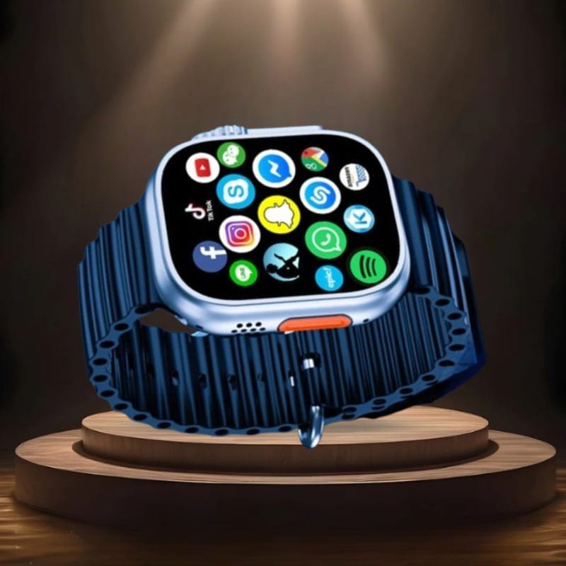 Smartwatch with Vibrant Display and Dark Blue Strap