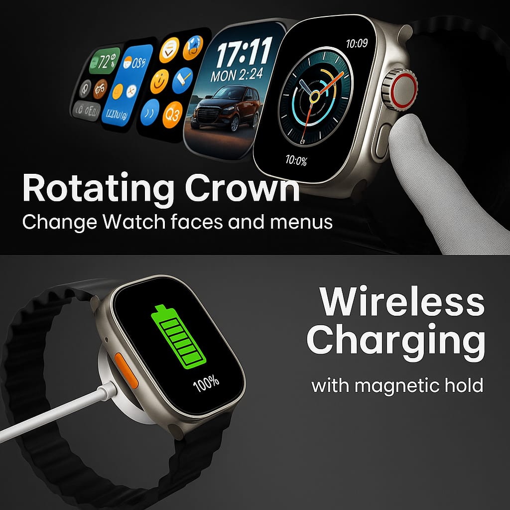 Smartwatch with HD Display & Dark Blue Sport Band