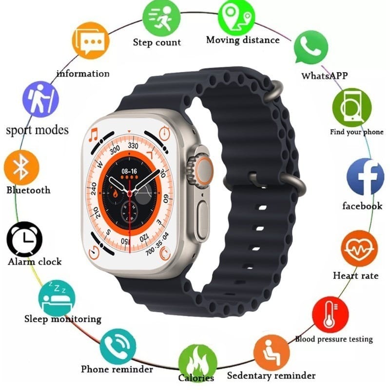 Advanced Ultra Smartwatch with Health & Fitness Tracking, Dark Grey