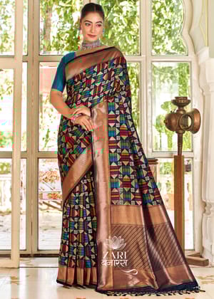 Vrinda: Banarasi Handloom Silk Saree in the Shades of Black