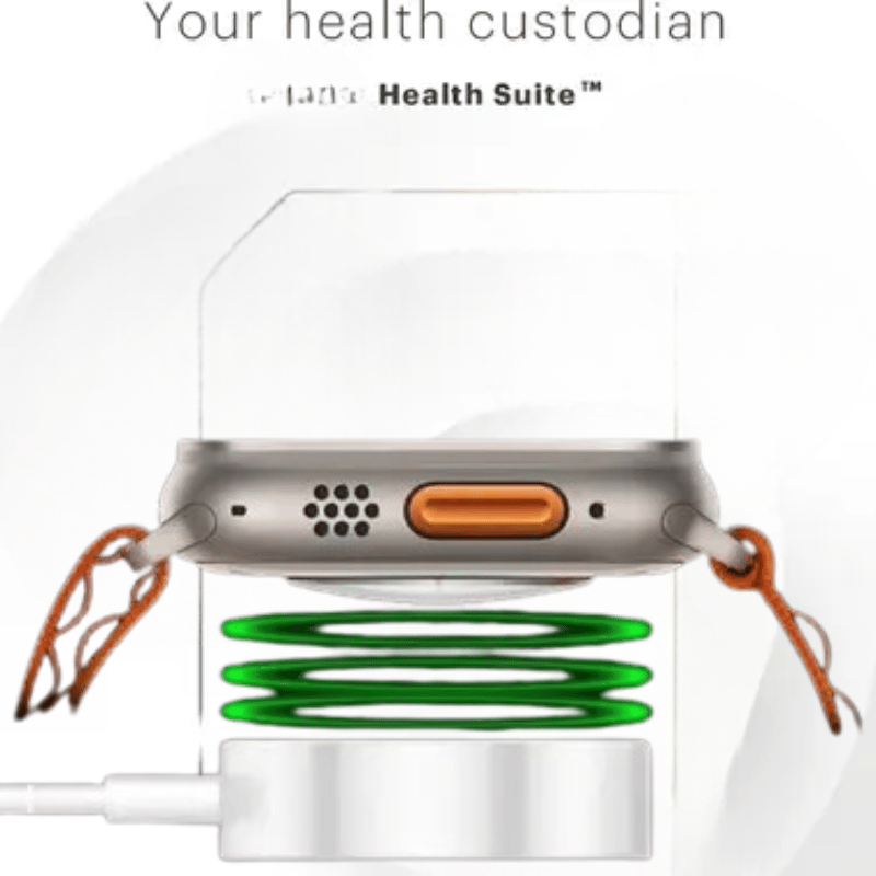 Smartwatch with Vibrant Orange Ocean Band - Durable & Stylish