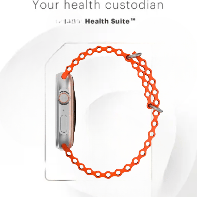 Smartwatch with Vibrant Orange Ocean Band - Durable & Stylish