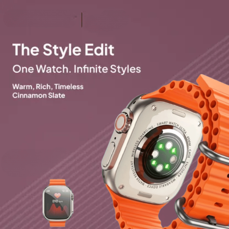 Smartwatch with Vibrant Orange Ocean Band - Durable & Stylish
