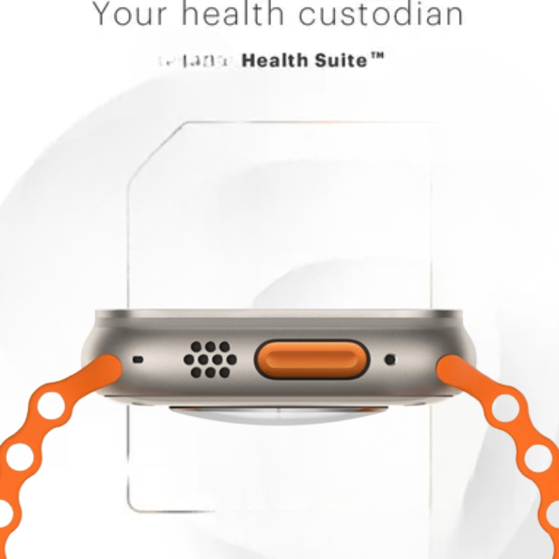 Health Suite Smartwatch with Orange Silicone Strap - Fitness & Health Tracker