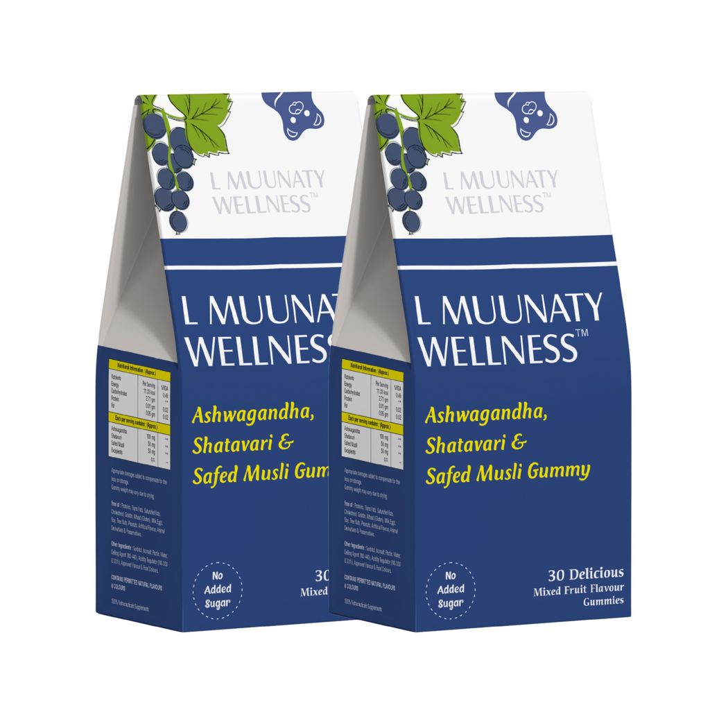 L MUUNATY WELLNESS Ashwagandha Gummies with Vitamin D2 | Combo Pack of 2 (30 Gummies Each) | Improves Strength, Energy, Immunity & Enhances Sleep | 100% Vegan & Gluten-Free