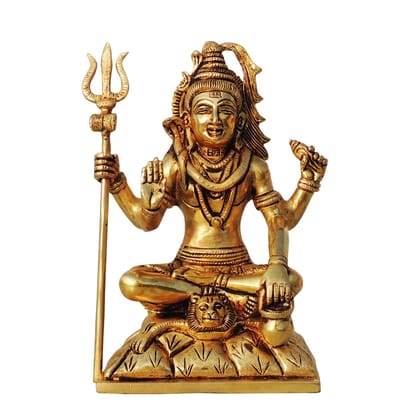 Brass Shiv Ji God Idol - Handcrafted Murti, Height : 8.5 Inch (BSMAS1450 D)