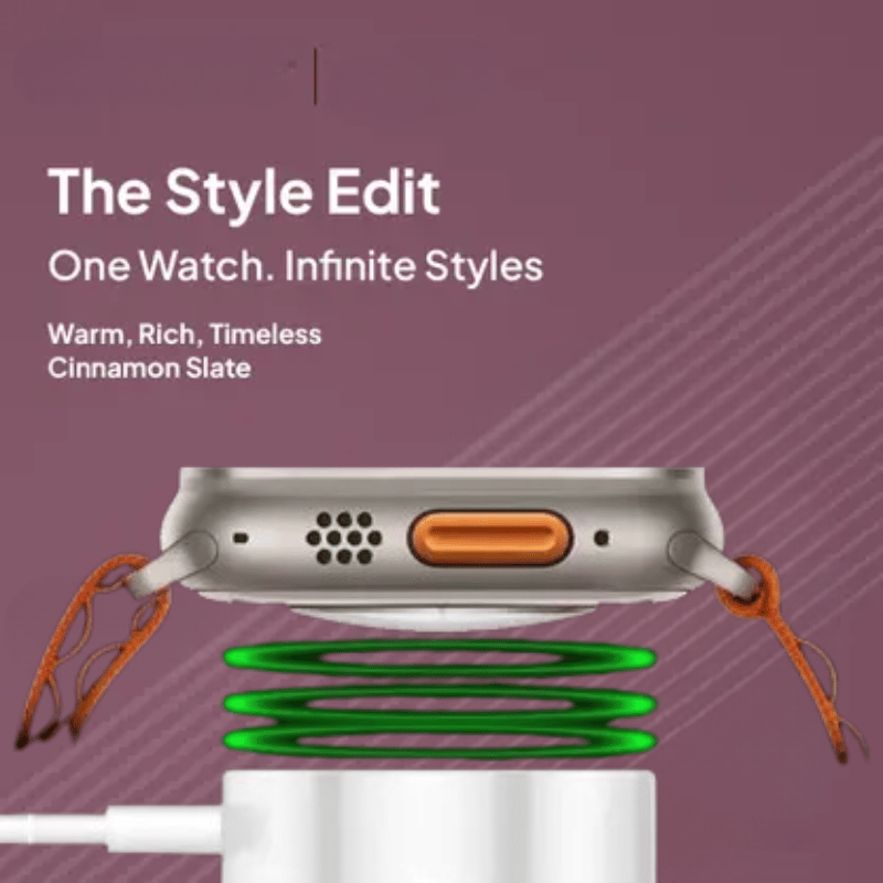 Stylish Orange Strap Smartwatch with Metallic Casing and Digital Display