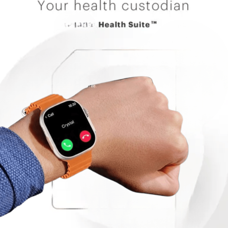 Smartwatch with Orange Strap & App Notifications | Health Suite Wearable