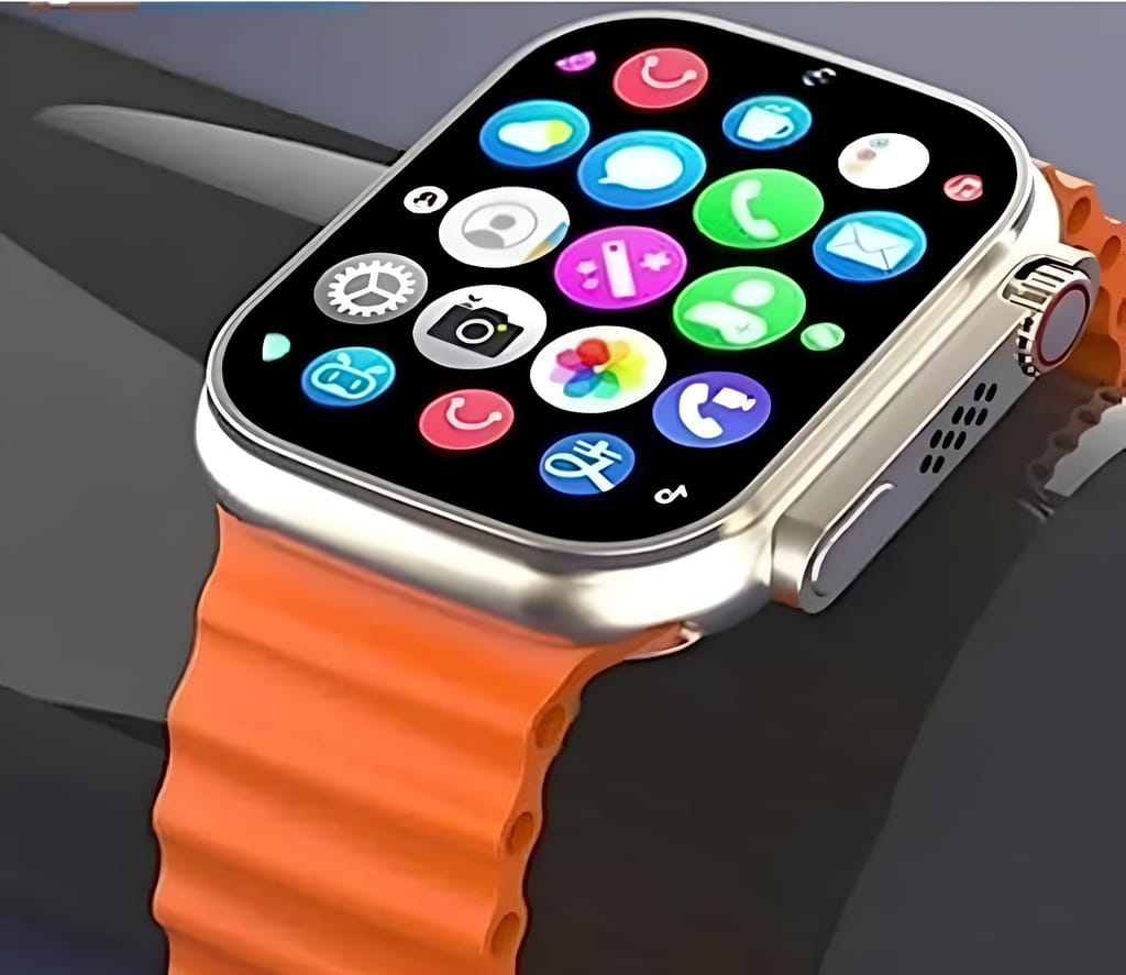 Smartwatch with Vibrant Orange Ocean Band - Fitness Tracker & Health Monitor
