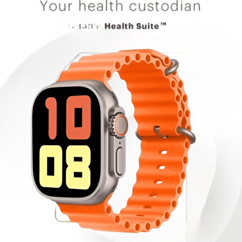 Health Suite Smartwatch with Vibrant Orange Silicone Band