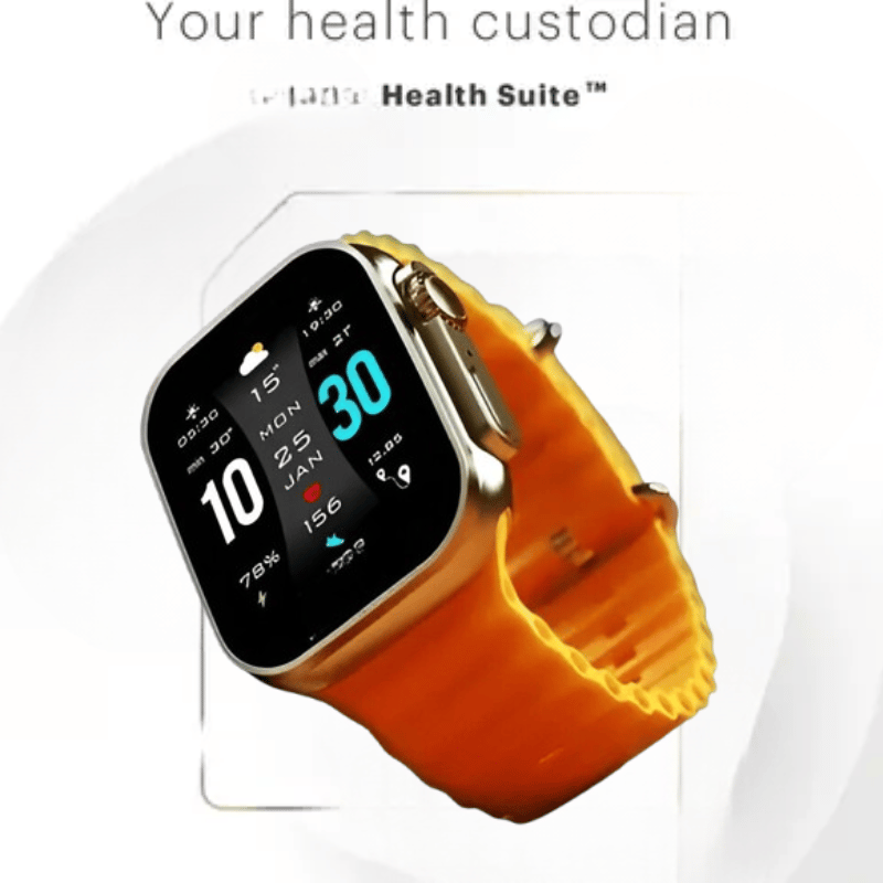 Smartwatch Health Tracker with Orange Band