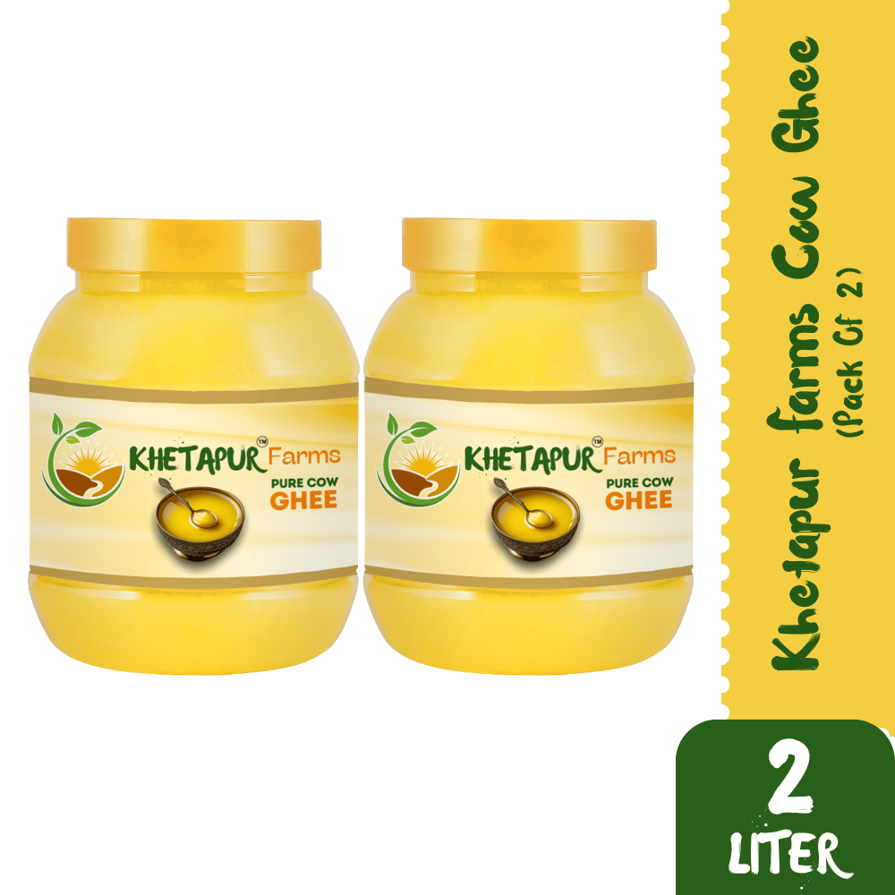 Khetapur Farms Pure Cow Ghee 1 Liter ( Pack of 2)