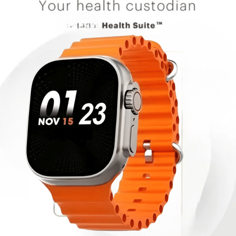 Health Suite Smartwatch with Vibrant Orange Silicone Band
