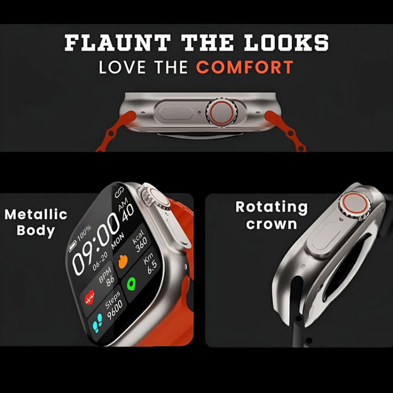 Health Suite Smartwatch with Vibrant Orange Silicone Band