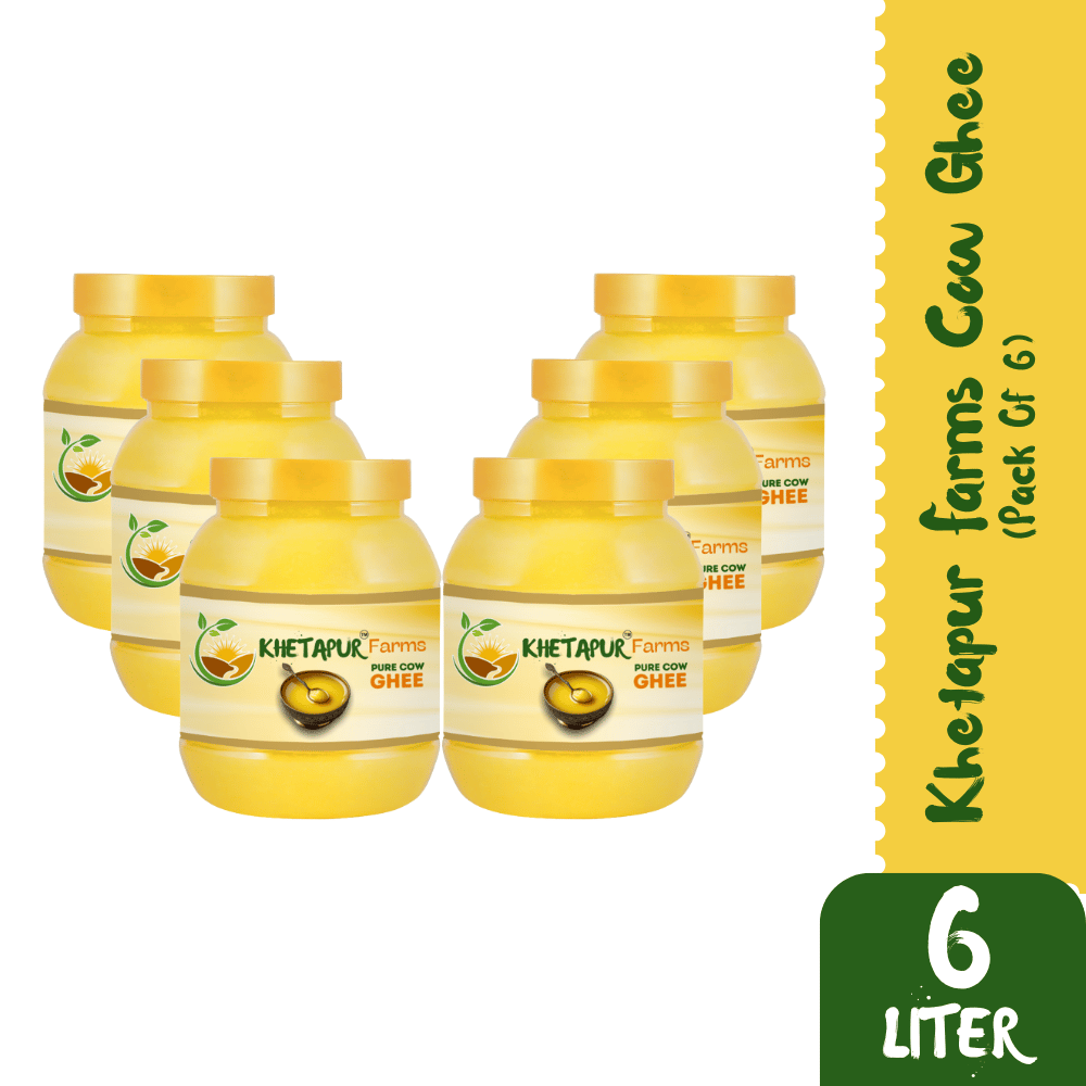 Khetapur Farms Pure Cow Ghee 1 Liter  (Pack of 6)