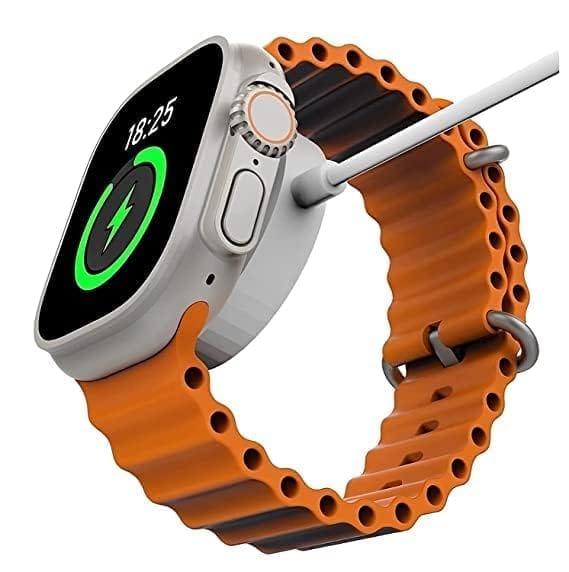 Stylish Smartwatch with Vibrant Orange Silicone Strap
