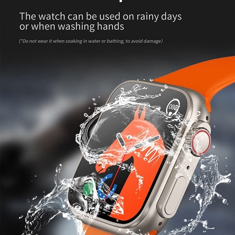 Stylish Smartwatch with Vibrant Orange Silicone Strap