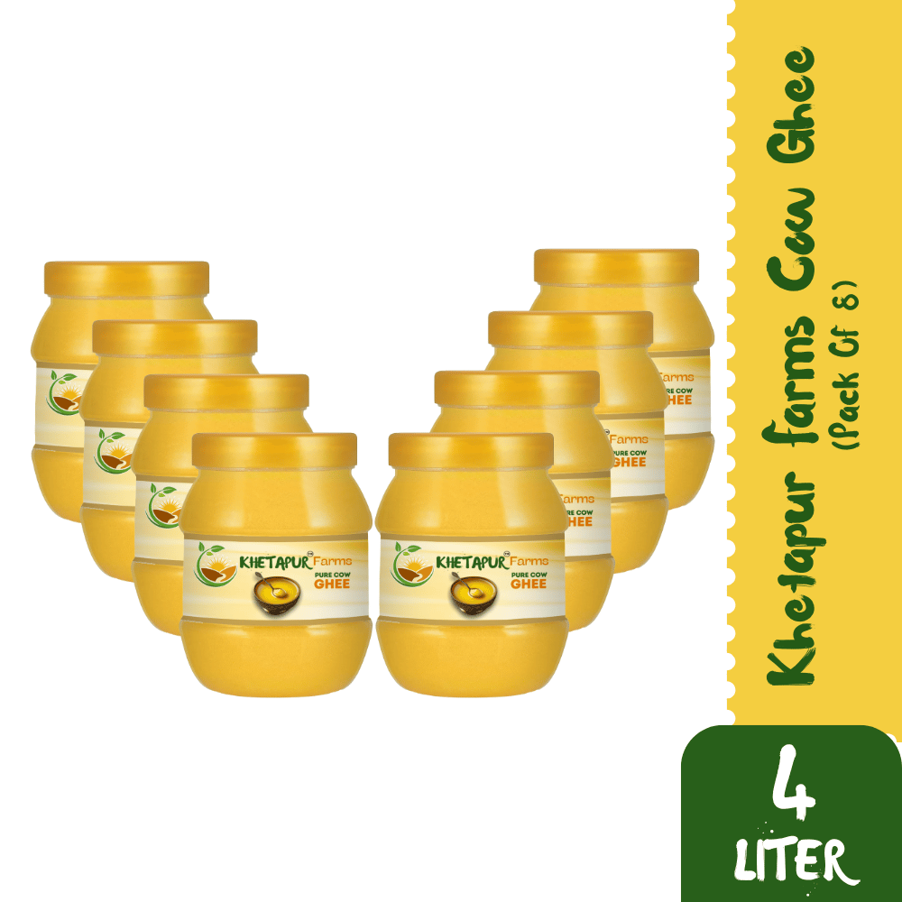 Khetapur Farms Pure Cow Ghee 500 ML (Pack of 8)