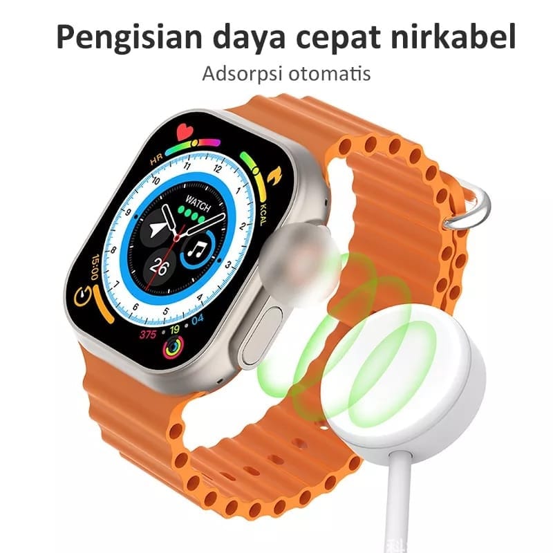 Vibrant Orange Silicone Strap Smartwatch with Digital Earth Display