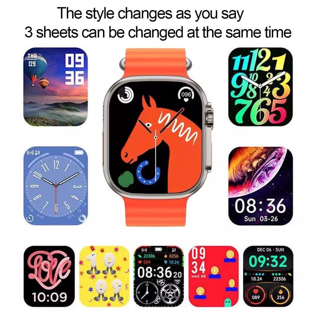 Vibrant Orange Silicone Strap Smartwatch with Digital Earth Display