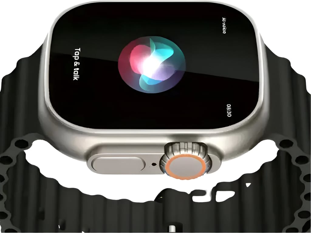 Smartwatch with Voice Assistant and Black Sport Band