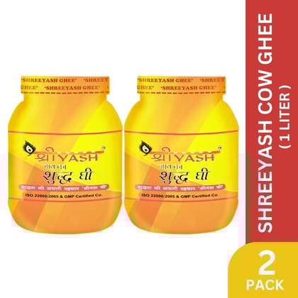 SHREEYASH Cow Ghee 1 Liter Pure Desi Ghee (Pack of 2)