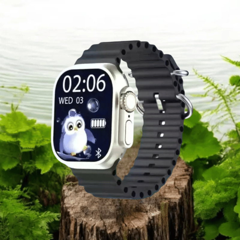 Kids' Smartwatch with Penguin Watch Face, Health Tracker & Black Silicone Strap