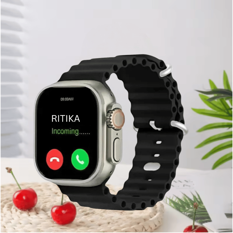 Smartwatch with Black Wavy Strap and Call Functionality