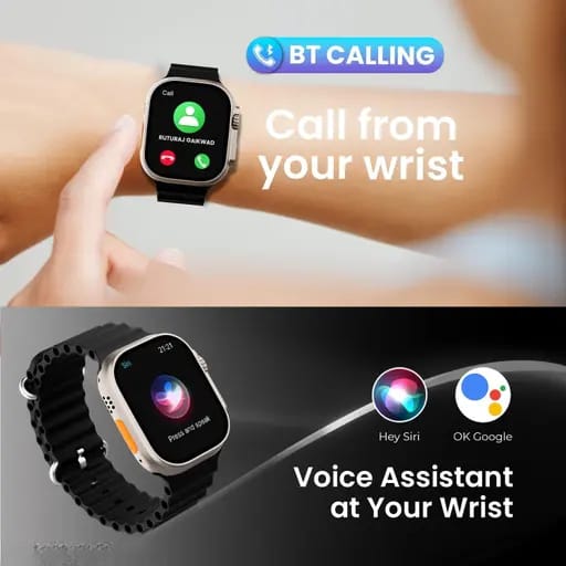 Smartwatch with Black Wavy Strap and Call Functionality