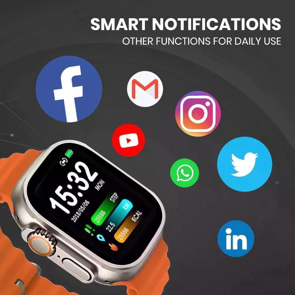 T800 Smartwatch with Vibrant Orange Strap and Health Tracking