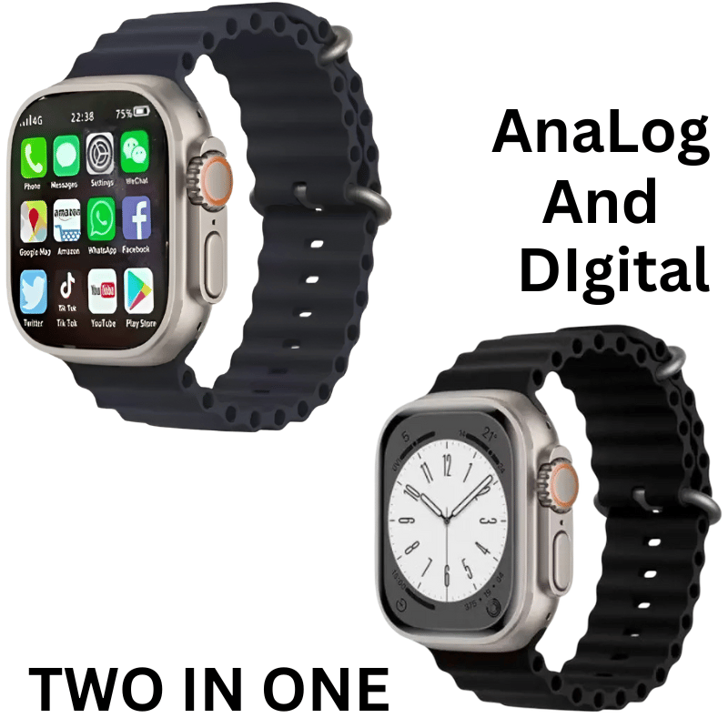 Dual Mode Smartwatch with Analog & Digital Display - Dark Grey Strap