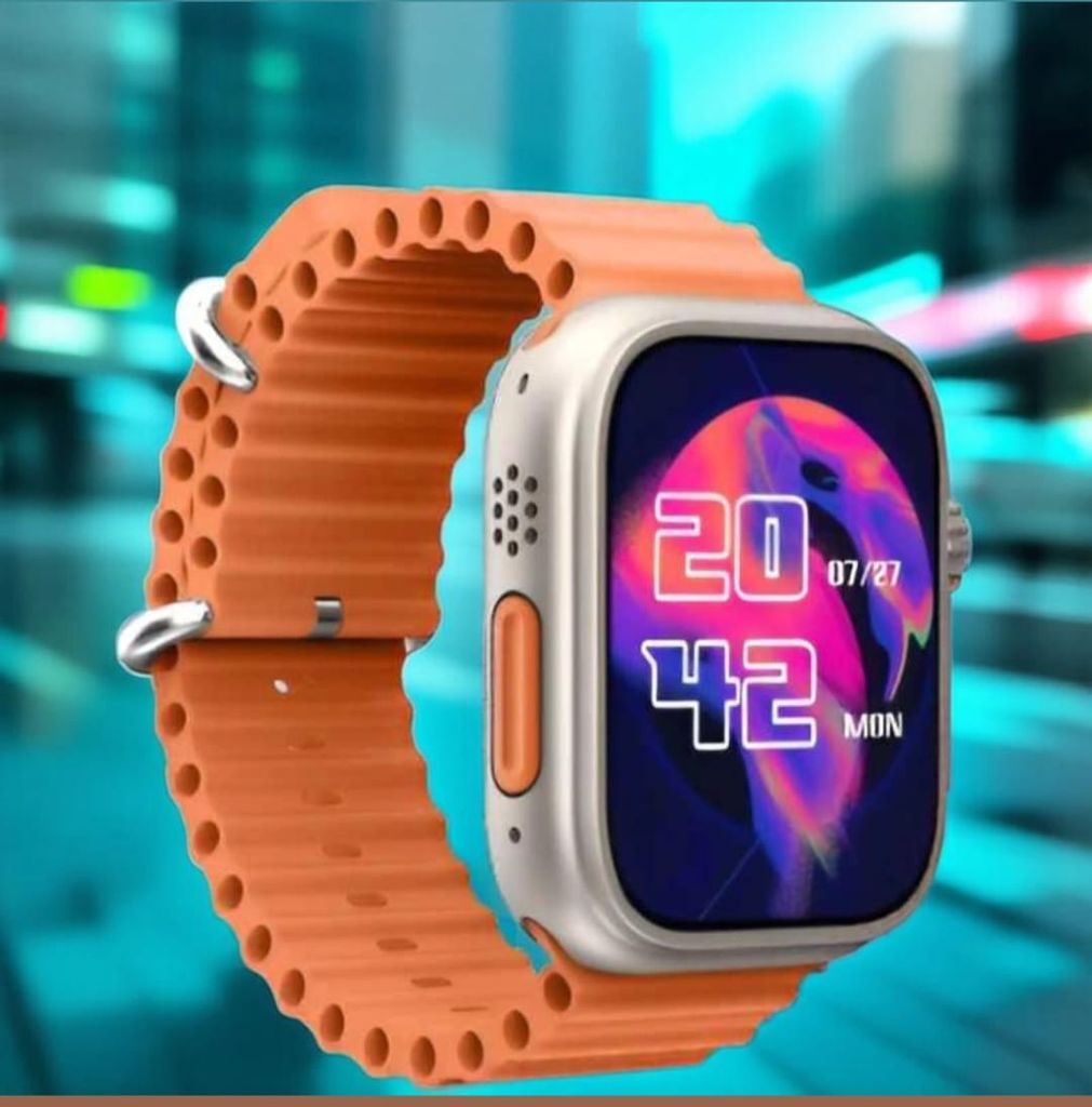 Vibrant Orange Strap Smartwatch with Digital Display