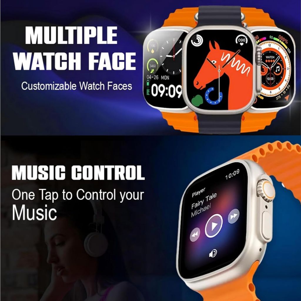 Vibrant Orange Strap Smartwatch with Digital Display