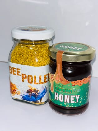 Natural Bee Pollen 150 gram & Neem Honey 150 Gram Combo for Wellness