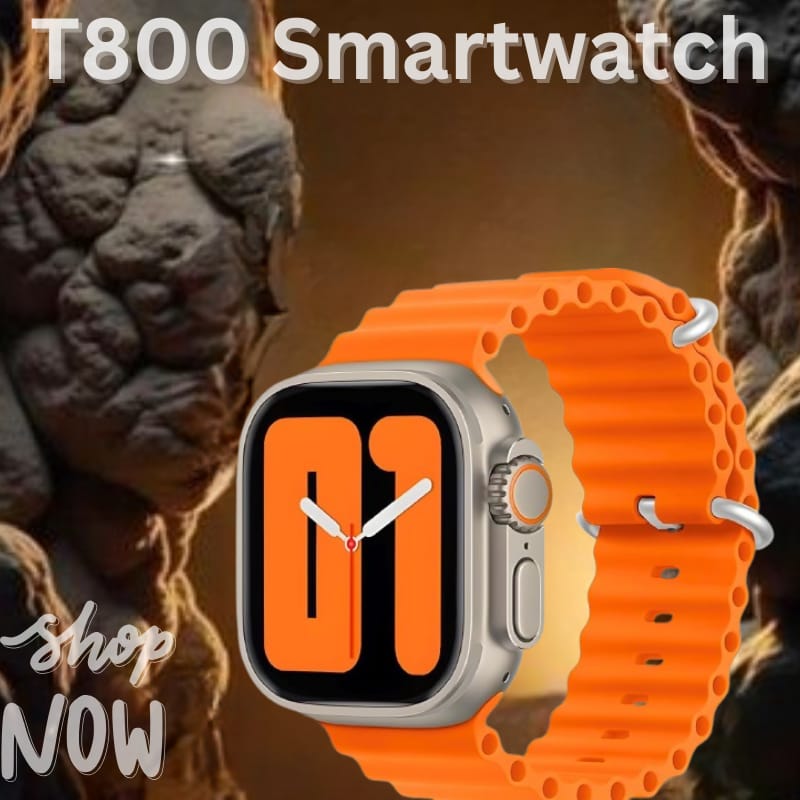 T800 Smartwatch with Bright Orange Sport Strap