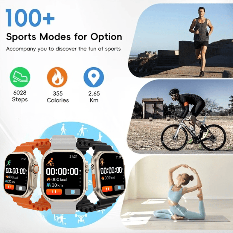 T800 Smartwatch with Bright Orange Sport Strap