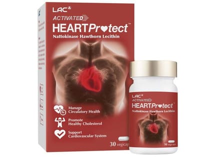 LAC Activated Heart Protect - Traditional Chinese Medicinal Herbal Supplement to Maintain Healthy Cholesterol Levels & Improve Heart Function (30 Vegicaps)