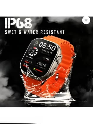 Vibrant Orange Smartwatch Ultra with App Display