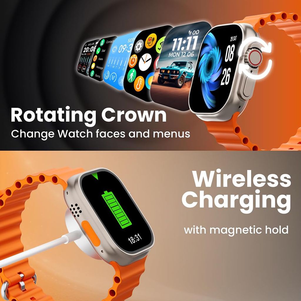 T800 Orange Smart Watch with Fitness Tracker