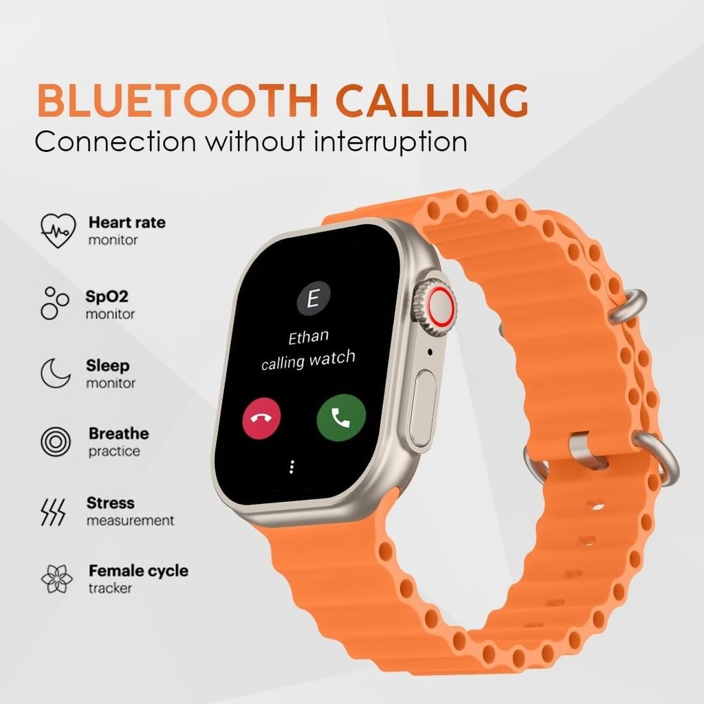 Smartwatch with Bluetooth Calling & Health Tracking - Orange Band