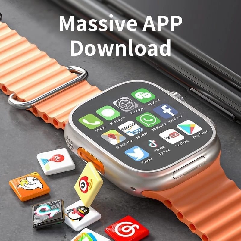 Smartwatch with Massive App Download & Orange Strap