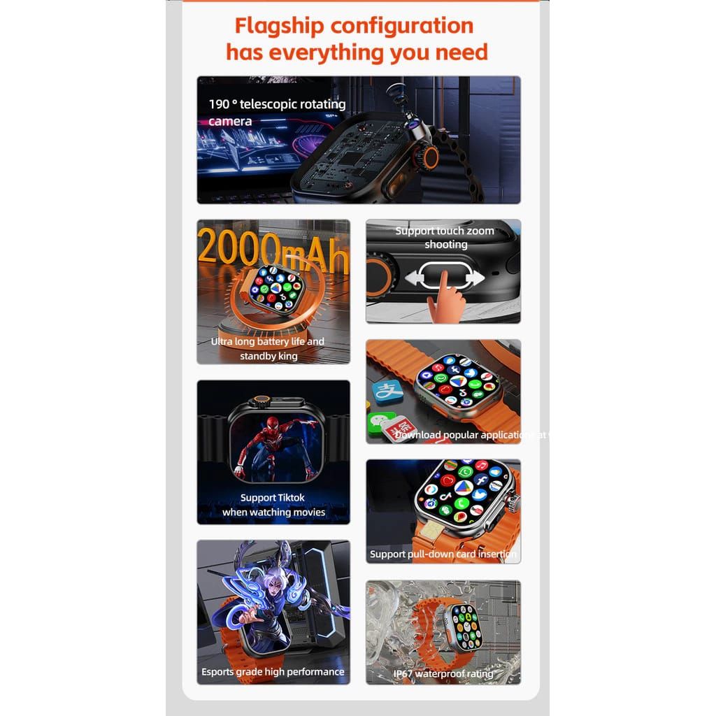 Smartwatch with Massive App Download & Orange Strap