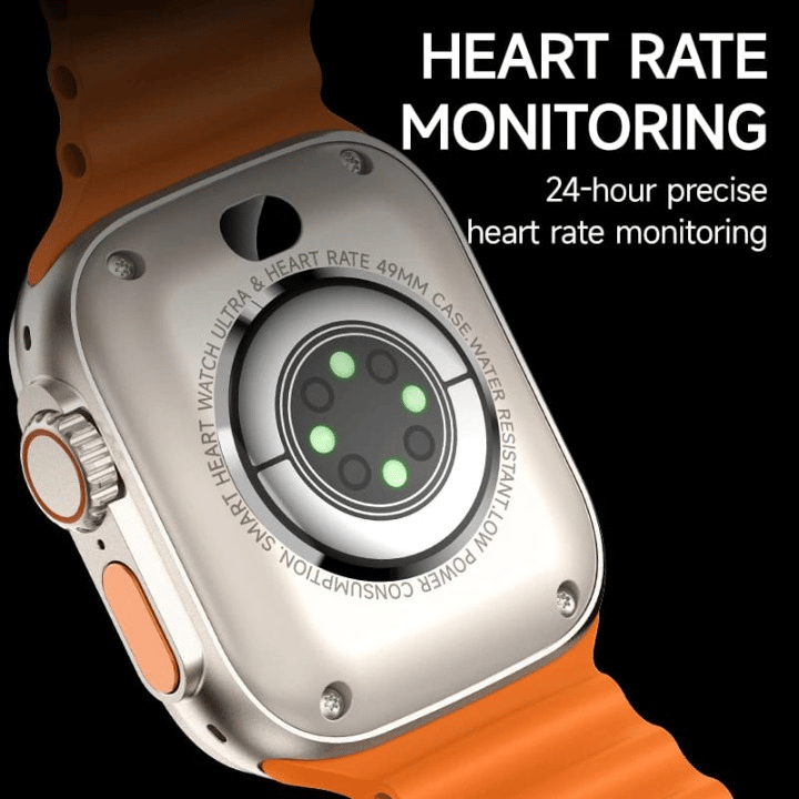 Smartwatch with Vibrant Orange Silicone Band & Multi-App Support