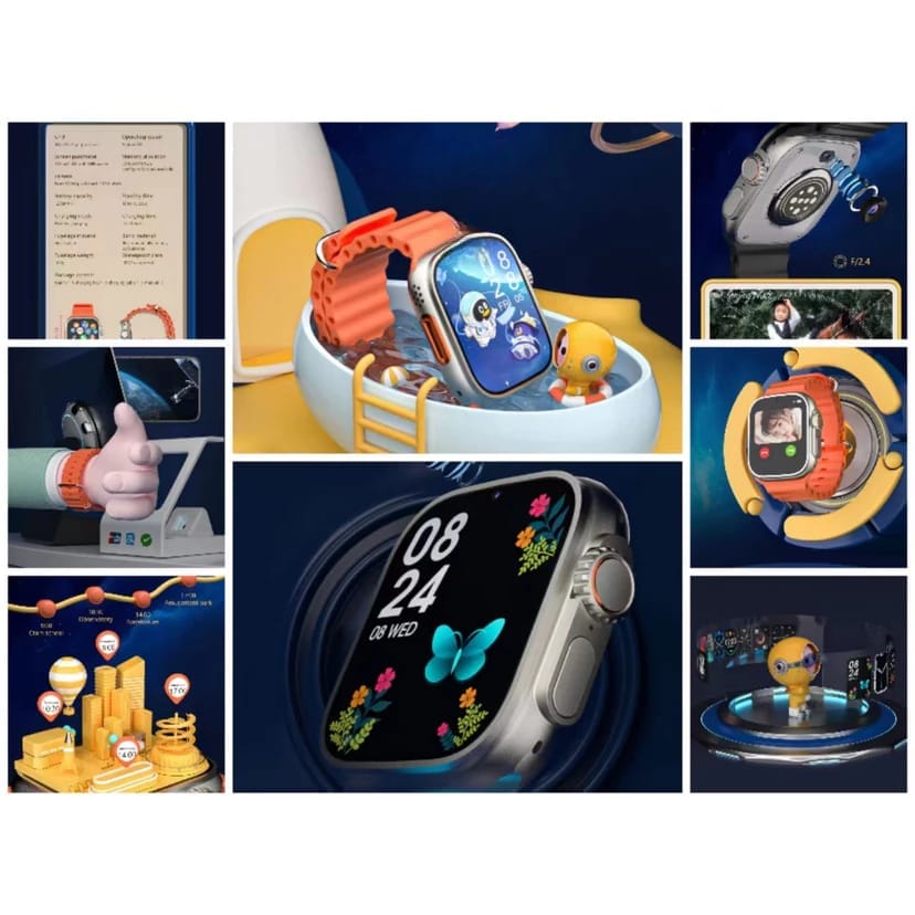 Smartwatch with Customizable App Store & Vibrant Orange Silicone Strap