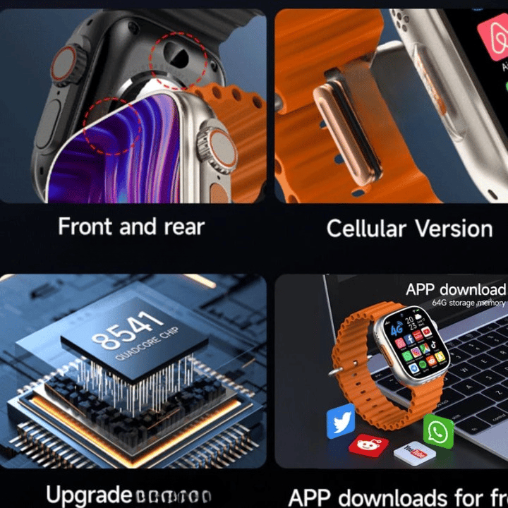 Smartwatch with Orange Silicone Band & App Notifications