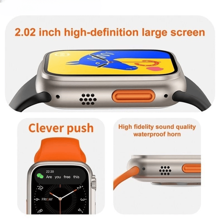 Ultra2 Smartwatch with 49mm AMOLED HD Display and Orange Strap
