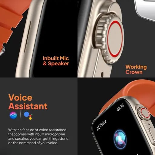 Smartwatch with Vibrant Orange Strap and Full App Support
